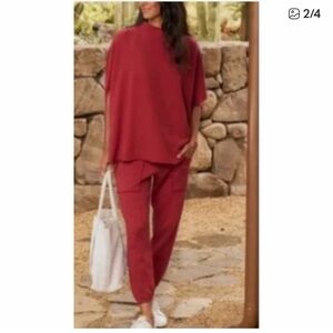 Frank & Eileen SET Eamon Joggers and Audrey Capelet in Garnet